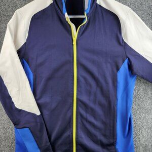 Greyson Full Zip Pockets Blue White Jacket Men Medium Stretch Golf